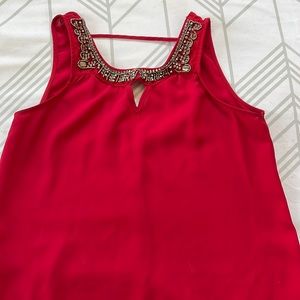 Small Red Sleeveless Dress shirt with cute design